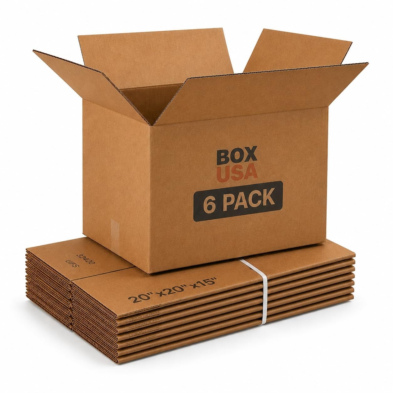 Large Corrugated Moving Boxes 20"x20"x15" (6 Pack)   Heavy Duty Shipping & Stora1