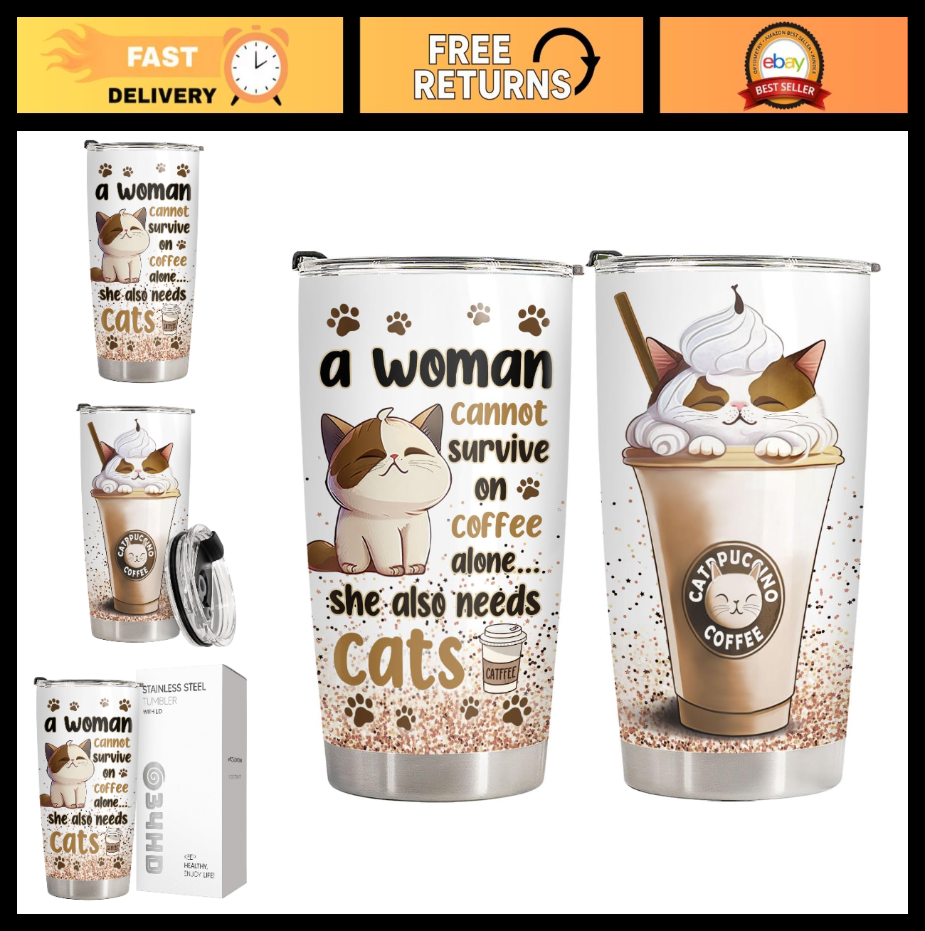 Funny Cat Mom Travel Mug 20oz   Cute Coffee Tumbler Gift for Cat Lovers & Friend0
