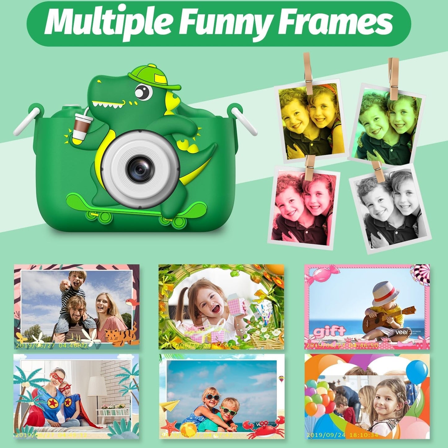 Kids Digital Video Camera for 3 8 Year Olds, Cartoon Soft Cover, Gift Included5