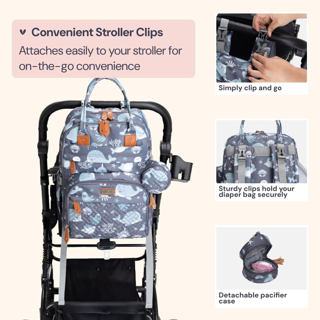Multi Function Water Resistant Diaper Bag Backpack   Baby Travel Tote with Chang6