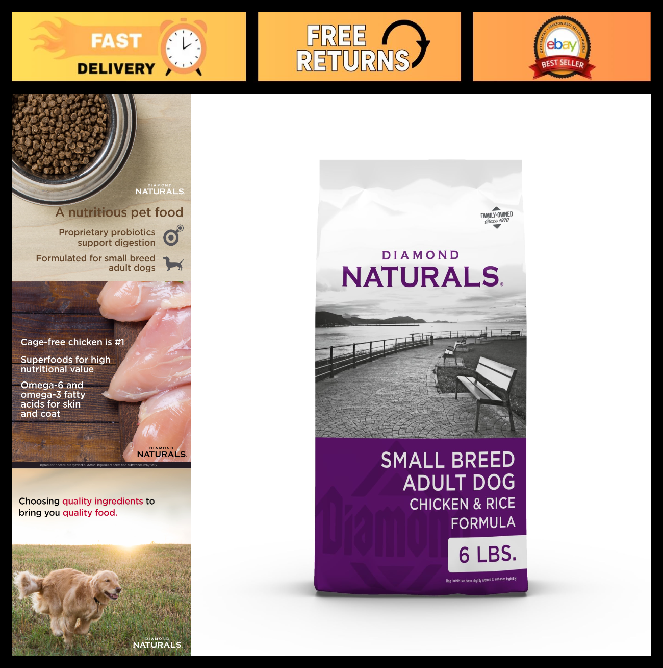 Small Breed Adult Dry Dog Food   Chicken & Rice, 6lb   Grain Free, High Protein0