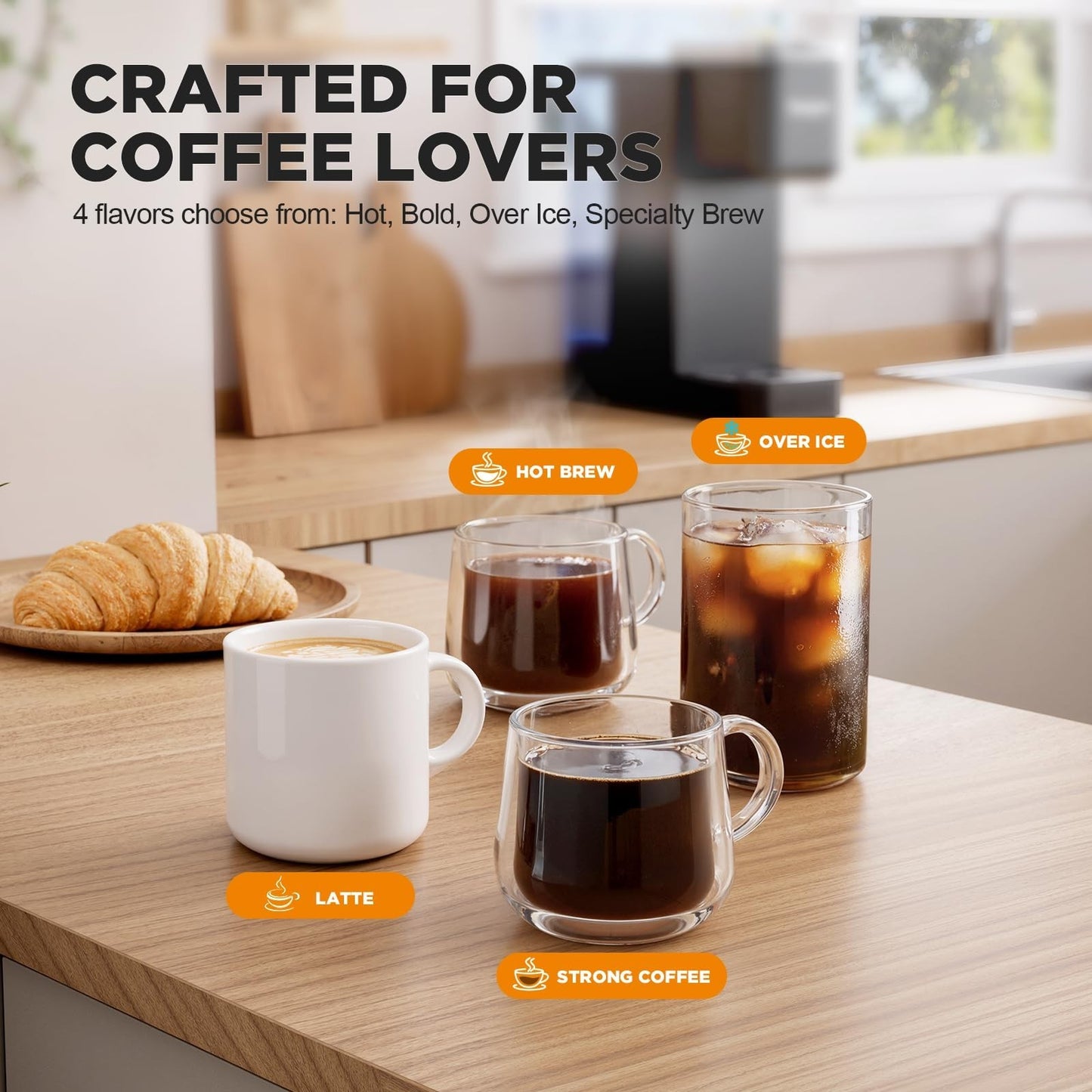 Single Serve Coffee Maker with Milk Frother, 40oz Tank, 6 Brew Sizes, BPA Free3