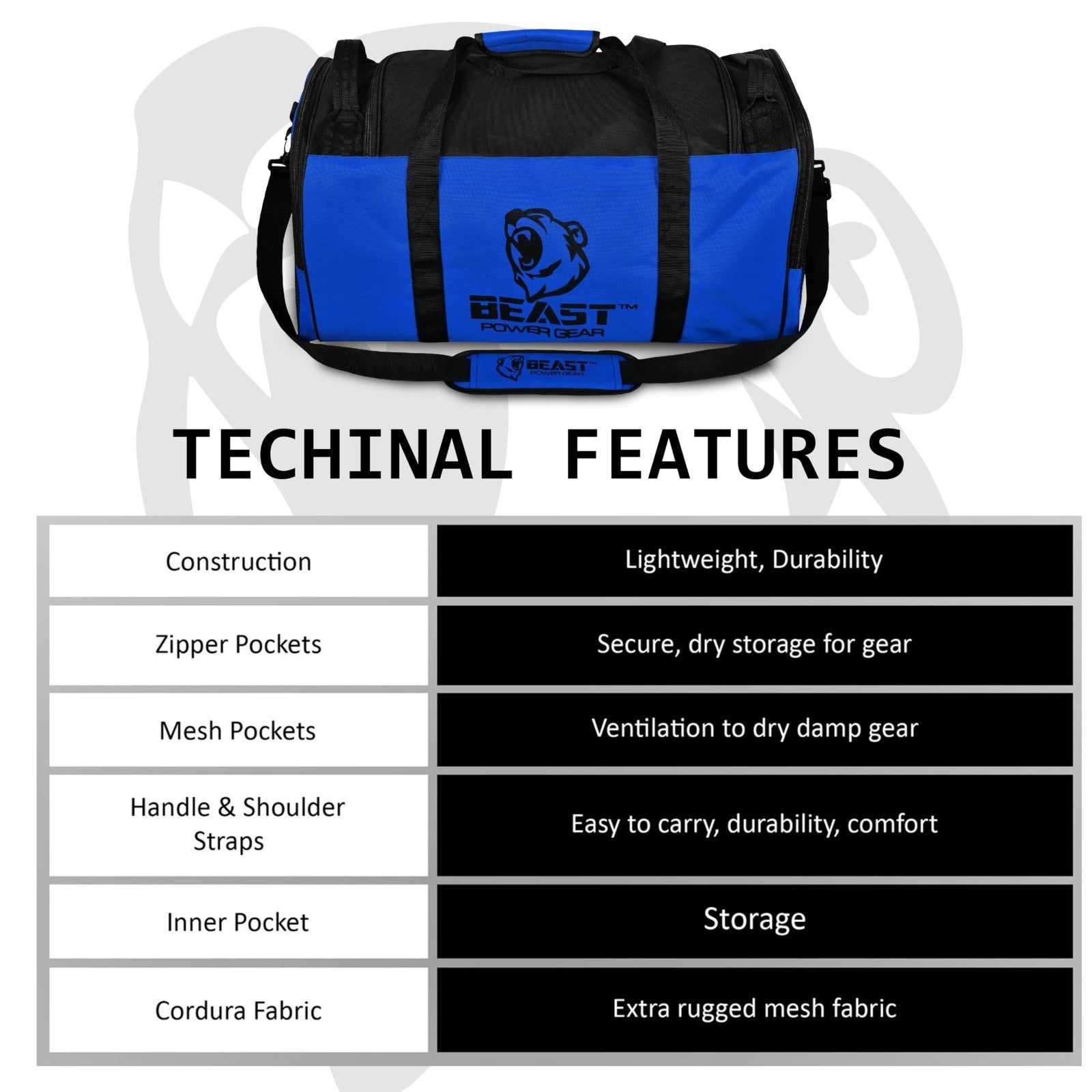Gym Duffle Bag for Workout, Boxing, MMA - Sports Bag with Shoe Compartment, Adju4
