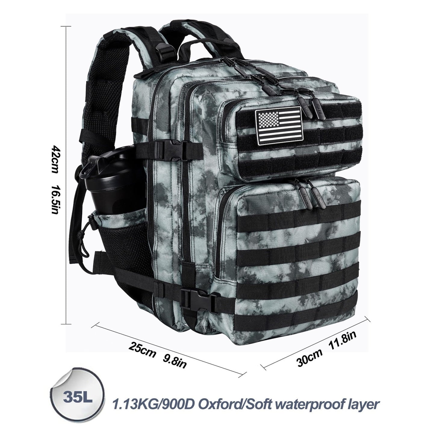 Tactical Military Backpack 25L/35L Army Assault Pack Rucksack with Bottle Holder2