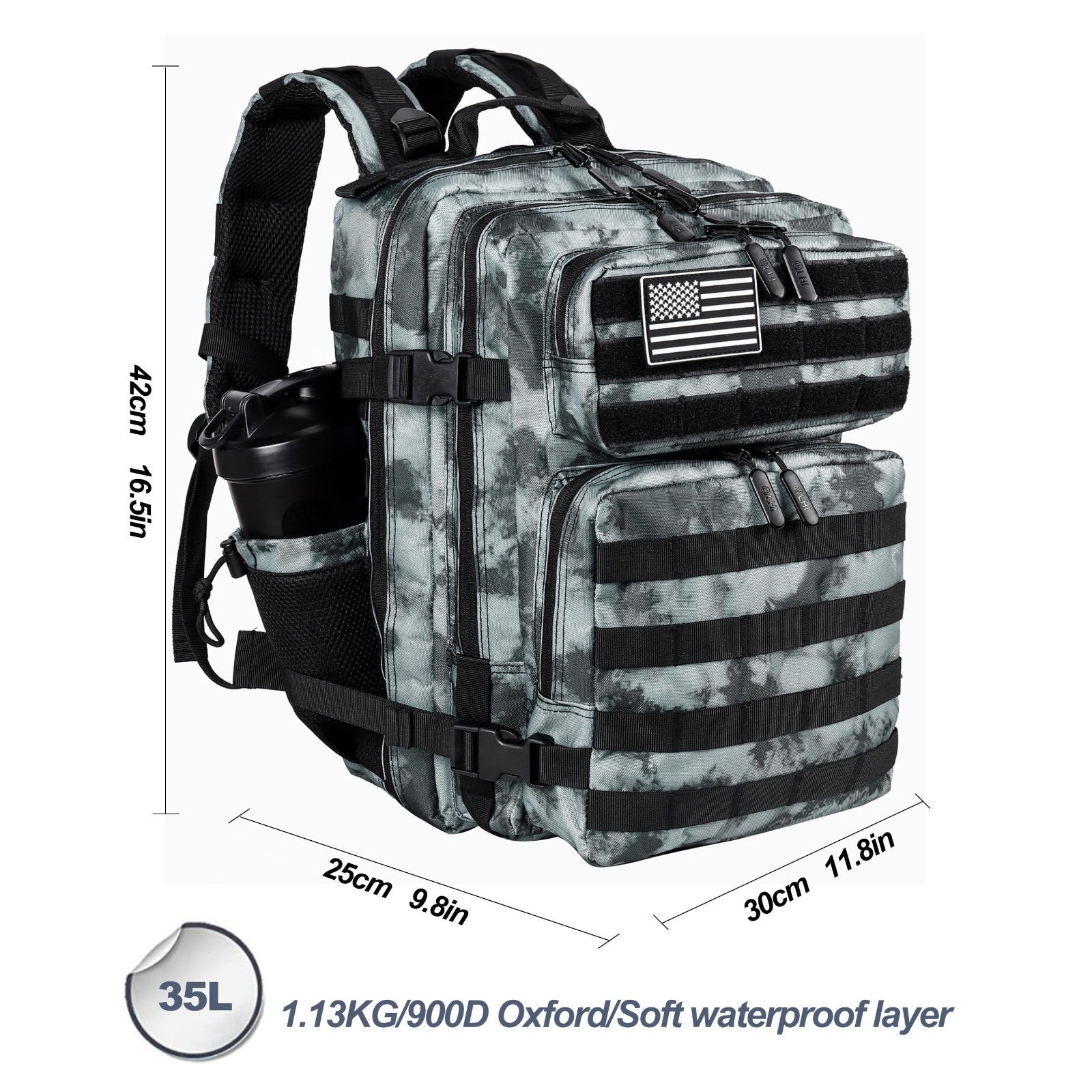 Tactical Military Backpack 25L/35L Army Assault Pack Rucksack with Bottle Holder2