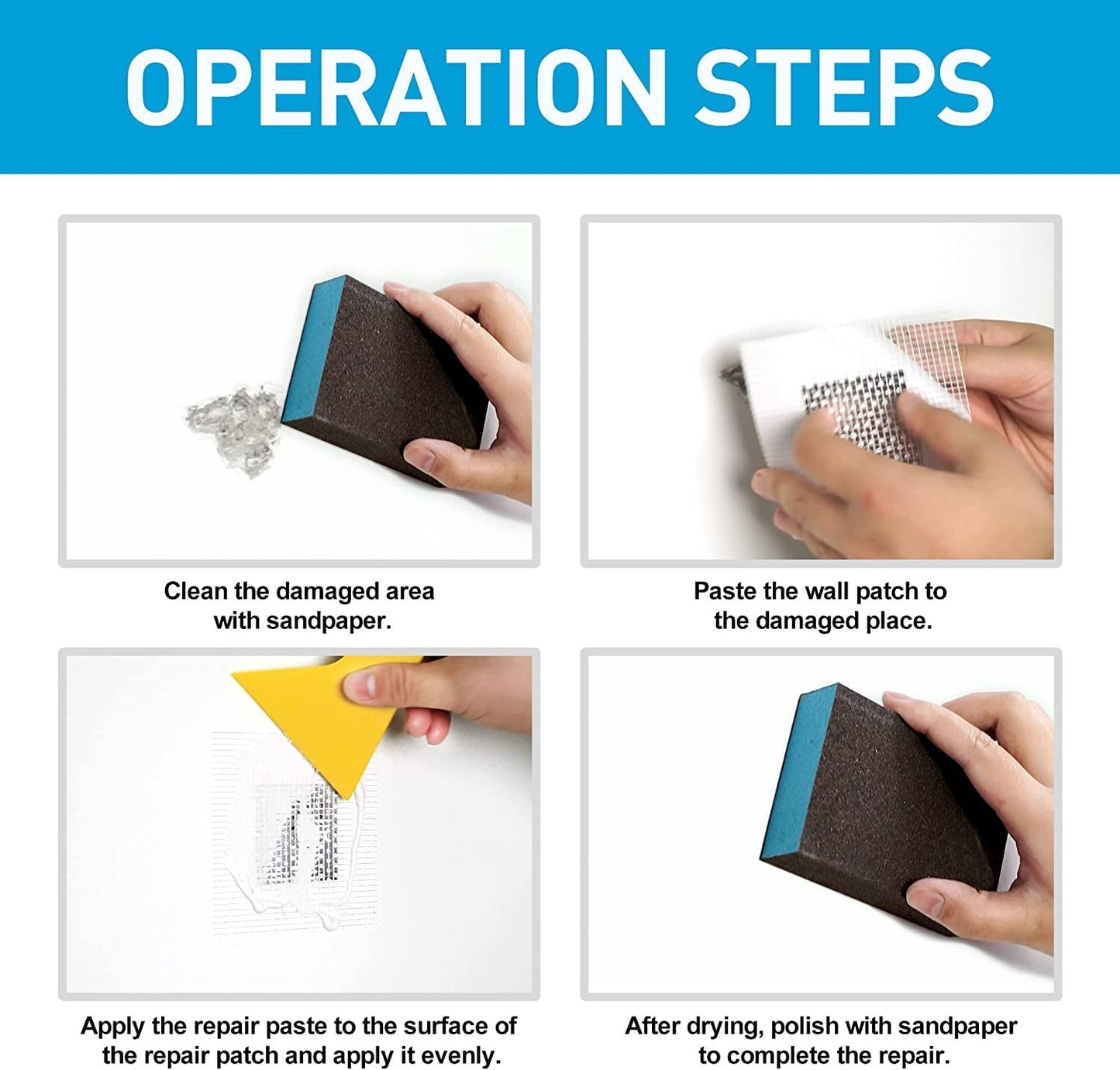 Wall & Drywall Repair Patch Kit with Tools | Putty, Scraper, Sponge & Aluminum P7