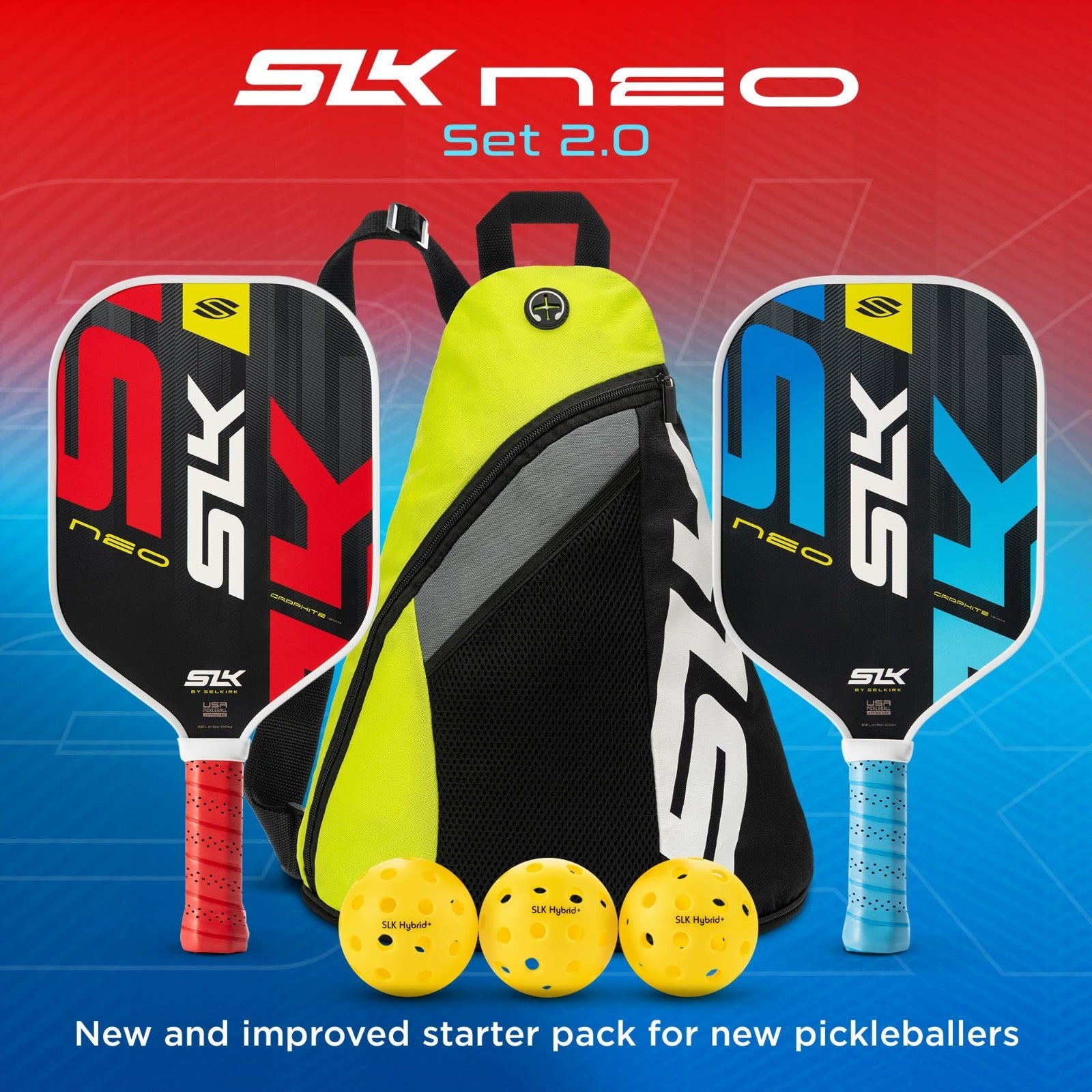 Pickleball Paddle Set of 2 with Pickleballs & Sling Bag | Graphite/Fiberglass Ra4