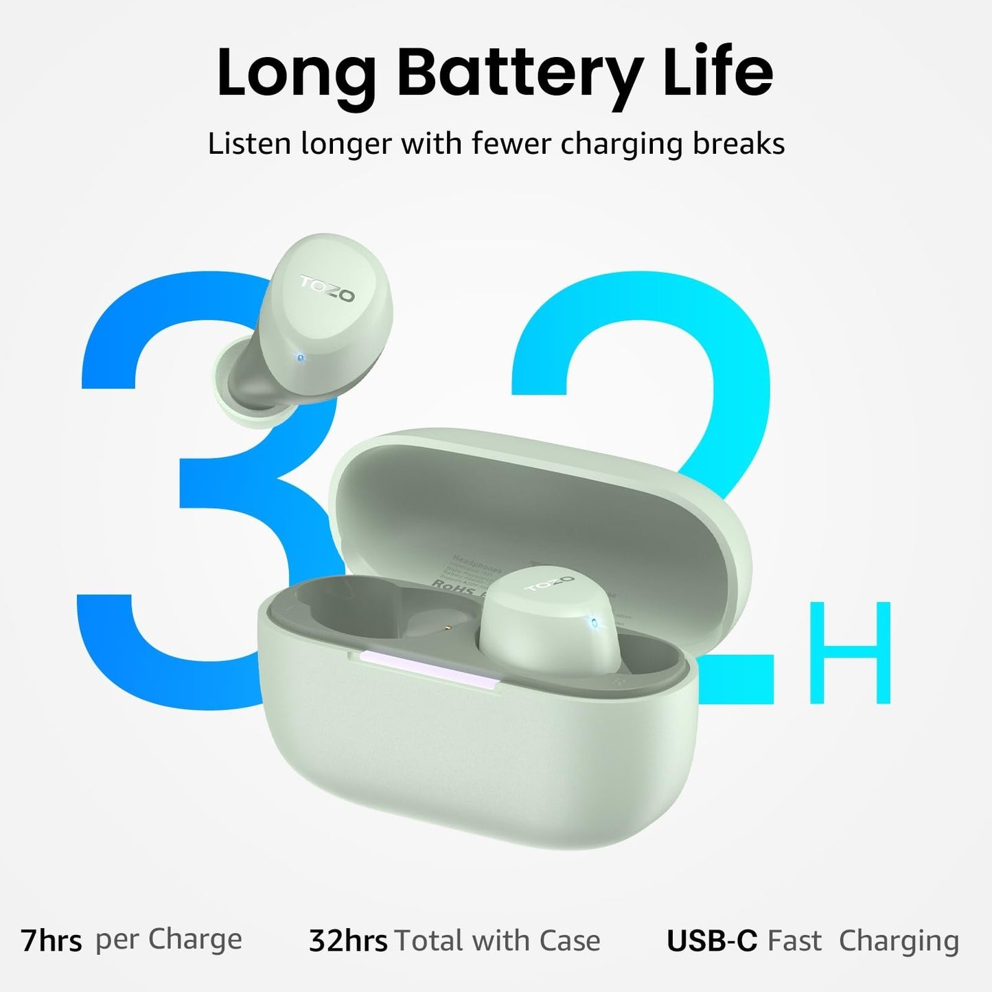 Wireless Earbuds Bluetooth 5.3, IPX5 Waterproof, AI Call Mics, Premium Sound, Ch3