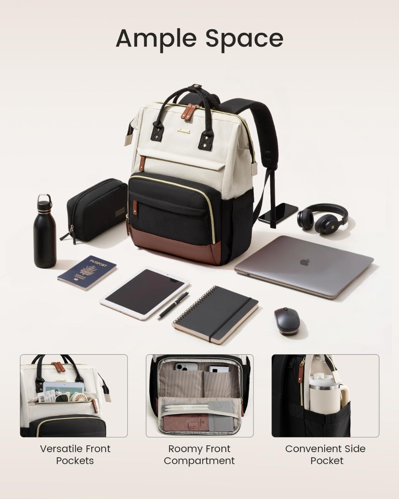 Stylish 17" Laptop Backpack for Women   Large Capacity, Waterproof College Bag,3