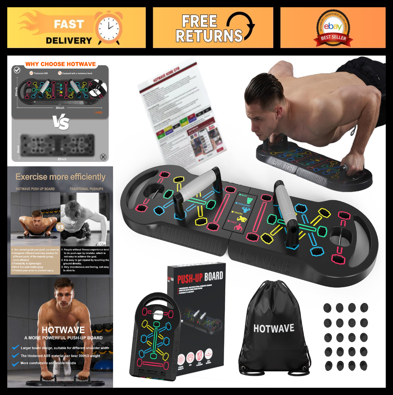 Portable 20 in 1 Push Up Board & Bar | Foldable Multifunctional Strength Trainin0