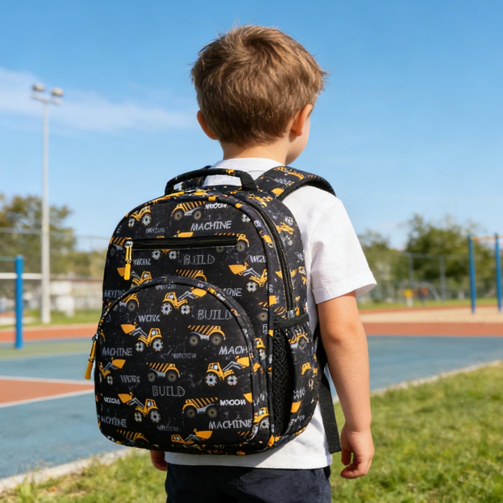Cute Mini Toddler Backpack for Boys   Preschool Bookbag, Excavator Design, Black2