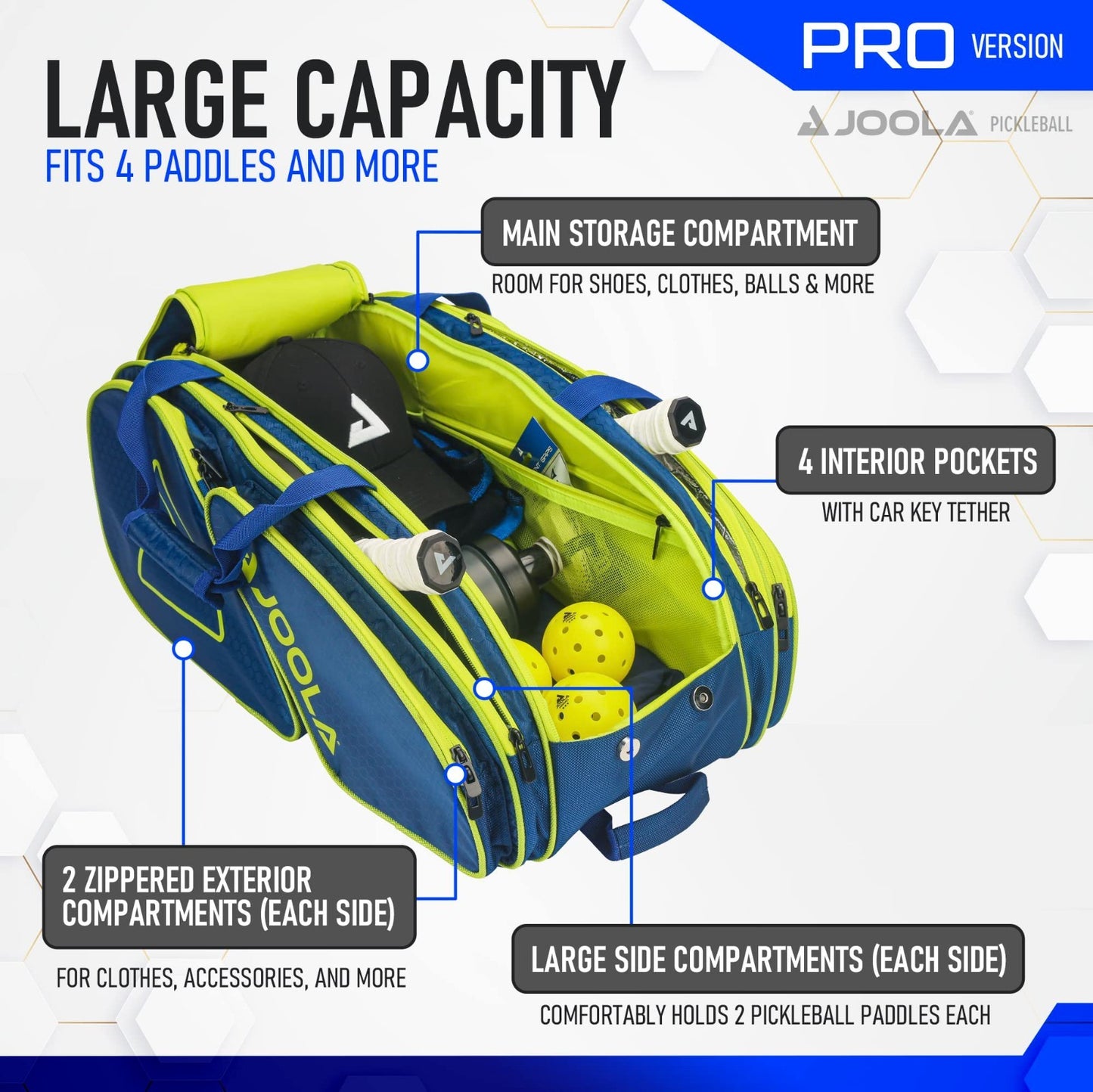 Pickleball Backpack Duffle Bag with Thermal Insulated Pockets & Fence Hook - Hol2