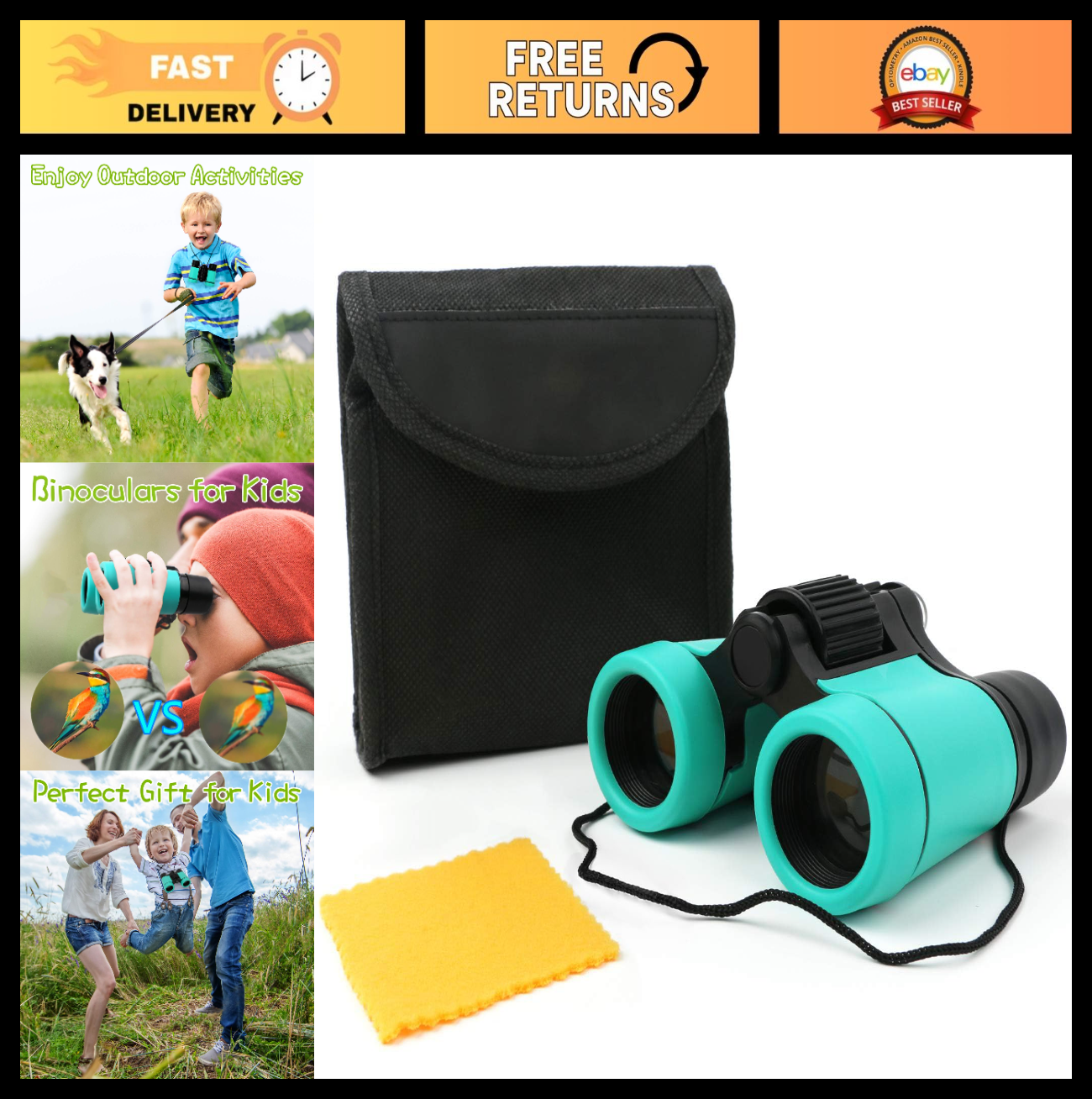 Kids Binoculars Set   Shockproof Toy for Ages 3 12, Bird Watching, Hiking, Learn0