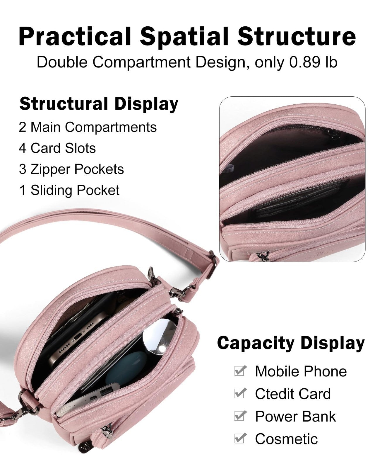 Stylish Small Crossbody Purses for Women, RFID Anti-Theft, 4 Card Slots4