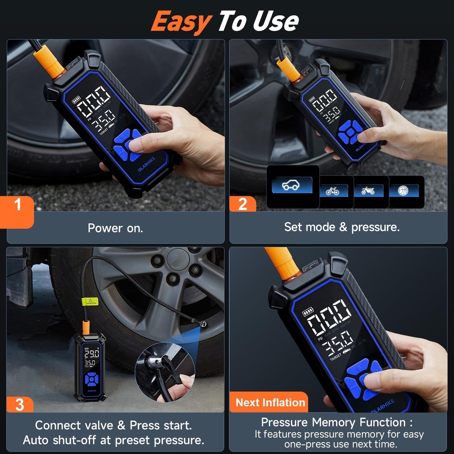 Portable Tire Inflator Air Compressor   6000mAh & 12V DC, Cordless Pump for Cars11
