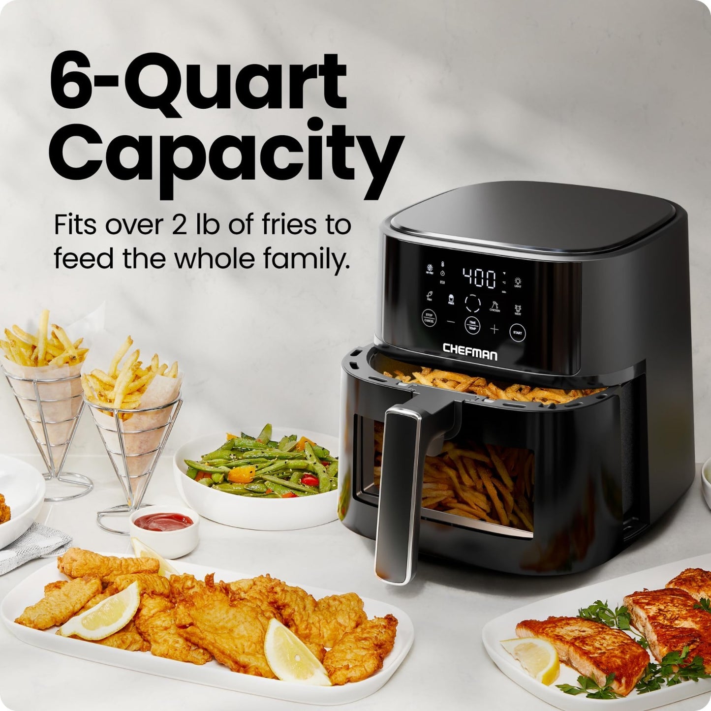 6QT Air Fryer Compact with Hi Fry Technology, Touch Controls & Easy View Window3