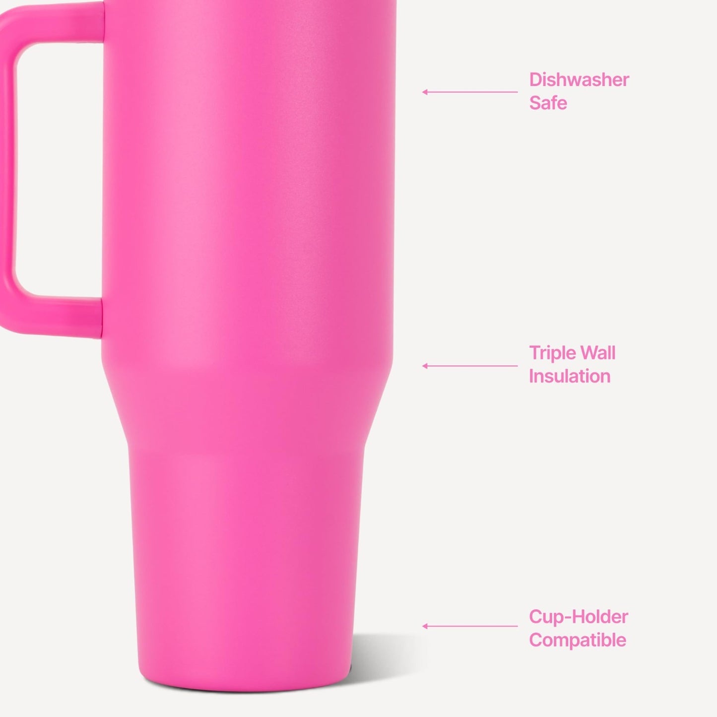 40oz Insulated Tumbler with Handle & Straw   Travel Mug, Razzle Color, BPA Free3