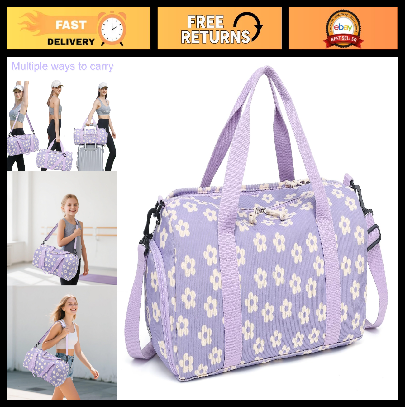 Cute Duffle Bag for Girls - Waterproof Gym Bag with Shoe Compartment & Wet Pocke0