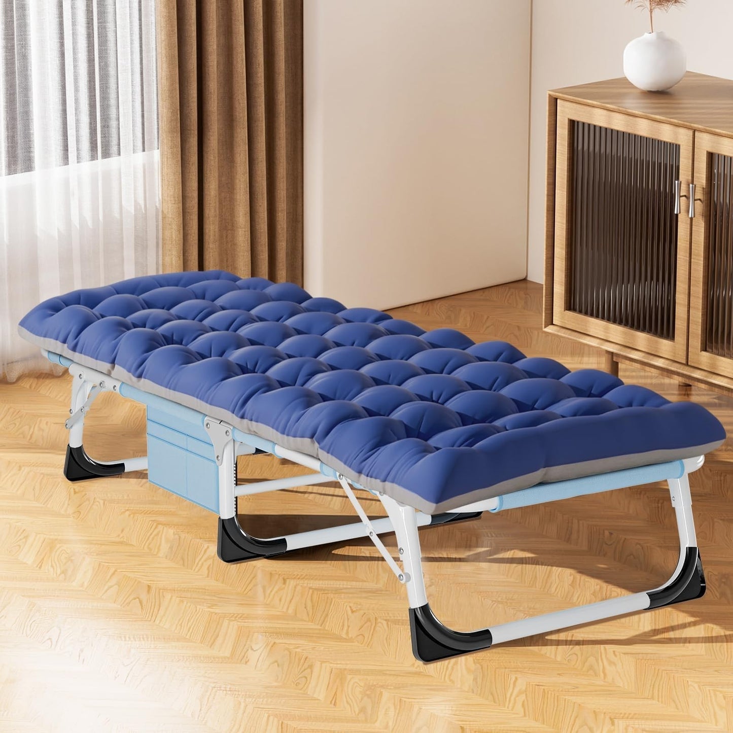 Folding Camping Cot for Adults with Adjustable Backrest & Padded Cushion   5 Pos2