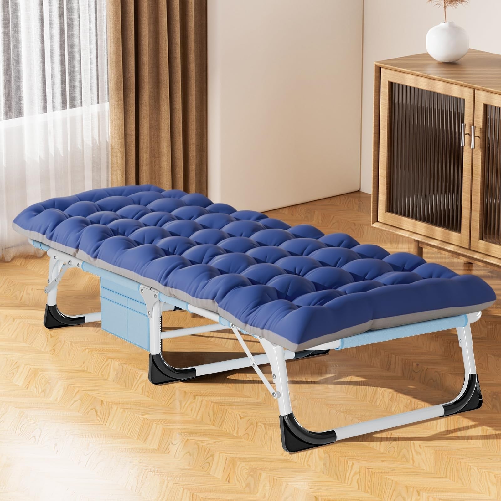 Folding Camping Cot for Adults with Adjustable Backrest & Padded Cushion   5 Pos2