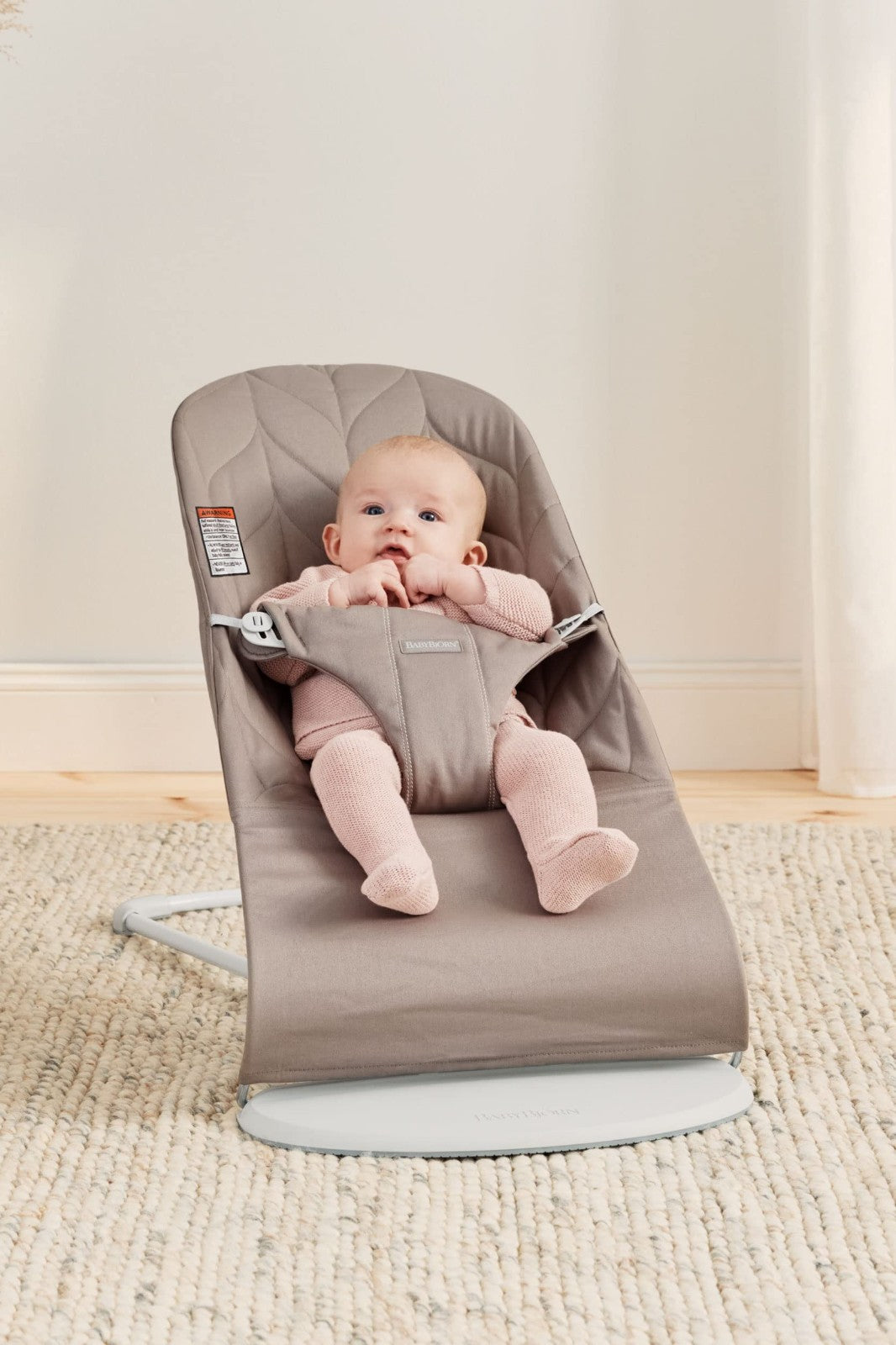 Cozy Baby Bouncer Bliss - Soft Cotton Petal Quilt, Sand Gray, Infant Seat2