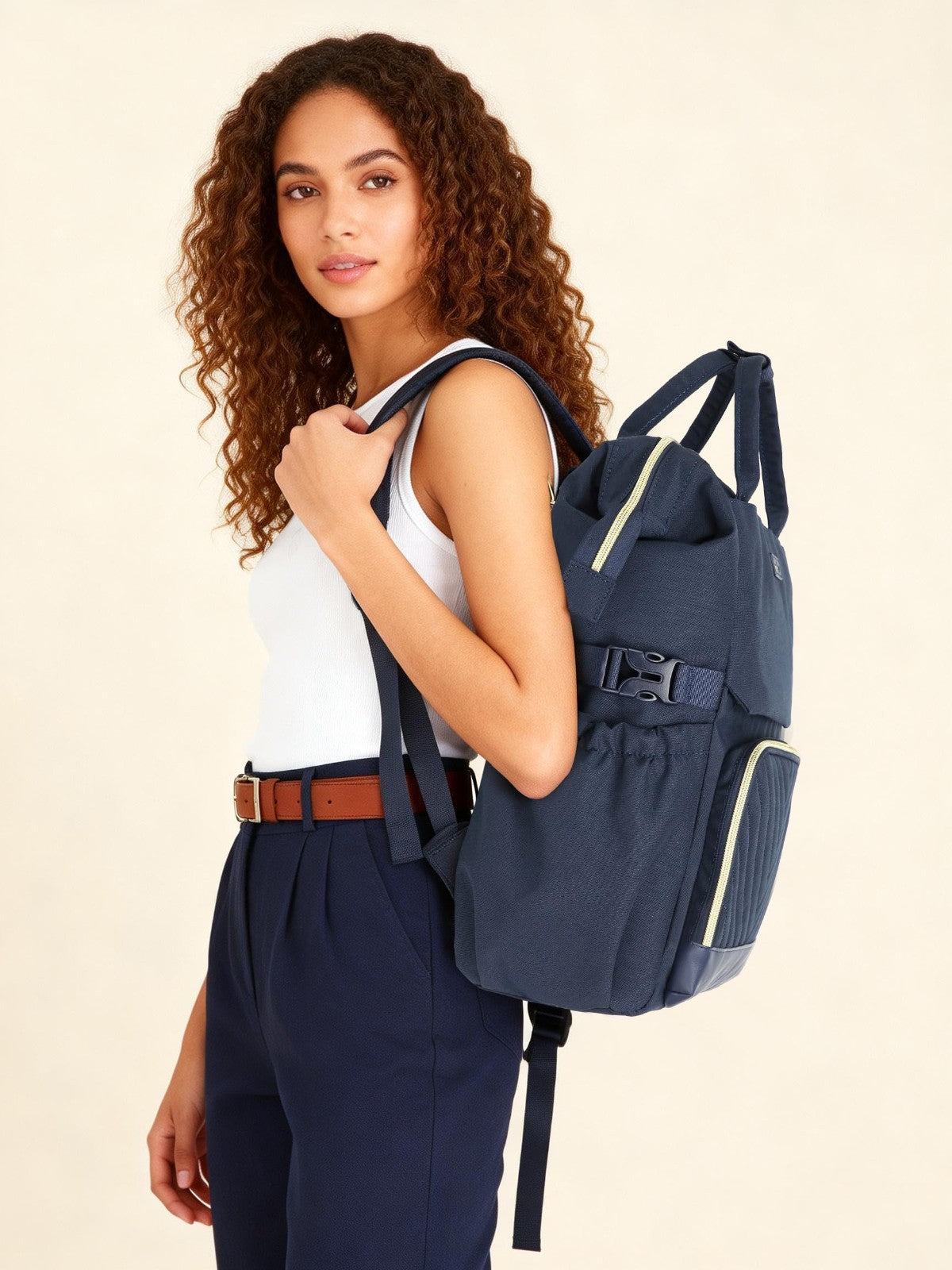 Stylish Laptop Backpack for Women   USB Charger, Cup Holder, Travel Bookbag, Nav5