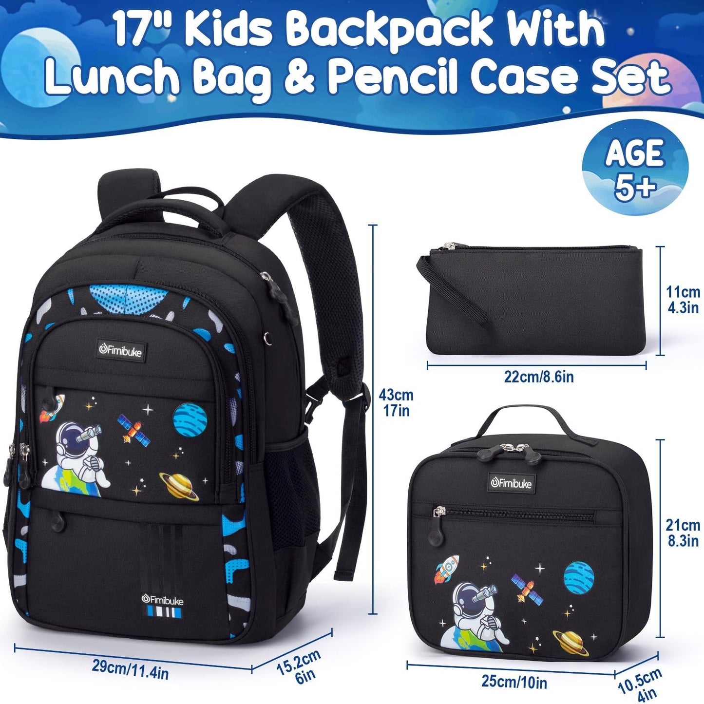 Kids Waterproof Space Backpack with Lunch Box Set   Boys School Bag, Travel Gear2