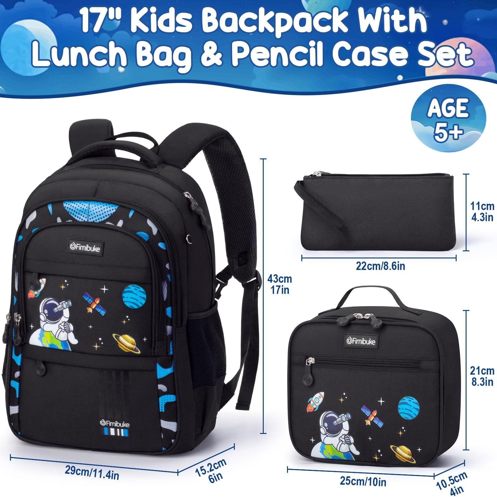 Kids Waterproof Space Backpack with Lunch Box Set   Boys School Bag, Travel Gear2