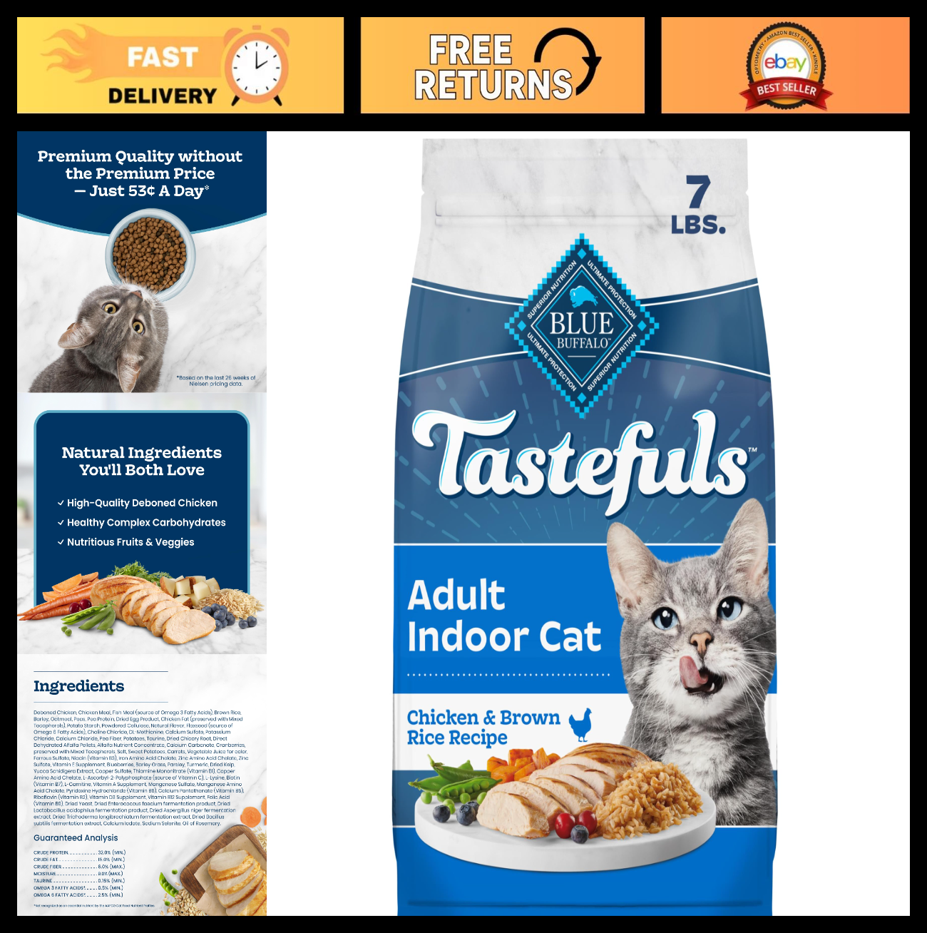 Indoor Dry Cat Food   Chicken Flavor, 7 lb   Healthy Nutrition for Adult Cats0