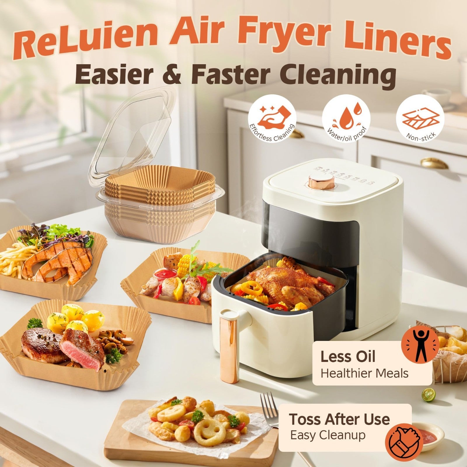 365 Pcs Disposable Air Fryer Liners, 8" Non-Stick Parchment Paper for 5-8 QT Ove4