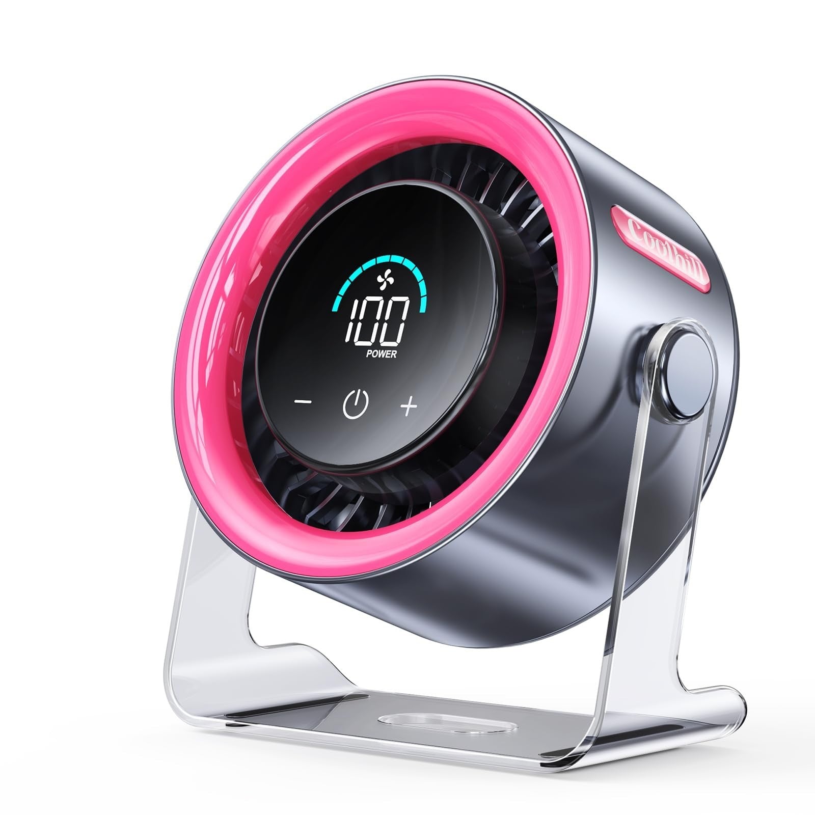 Quiet USB Desk Fan   100 Speeds, Digital Display, Turbo Airflow, 120° Rotation,1