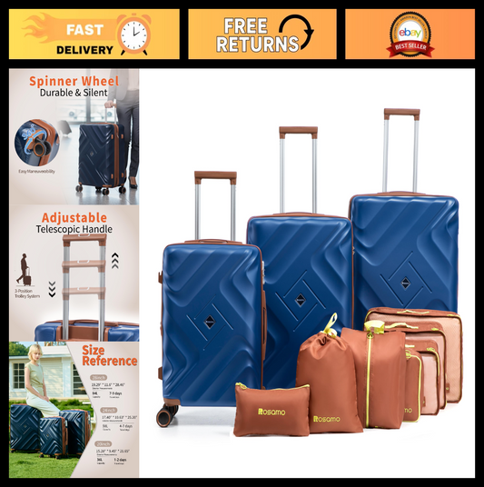 10-Piece Expandable Luggage Set - Airline Approved Carry-On Suitcase, Hard Case,0