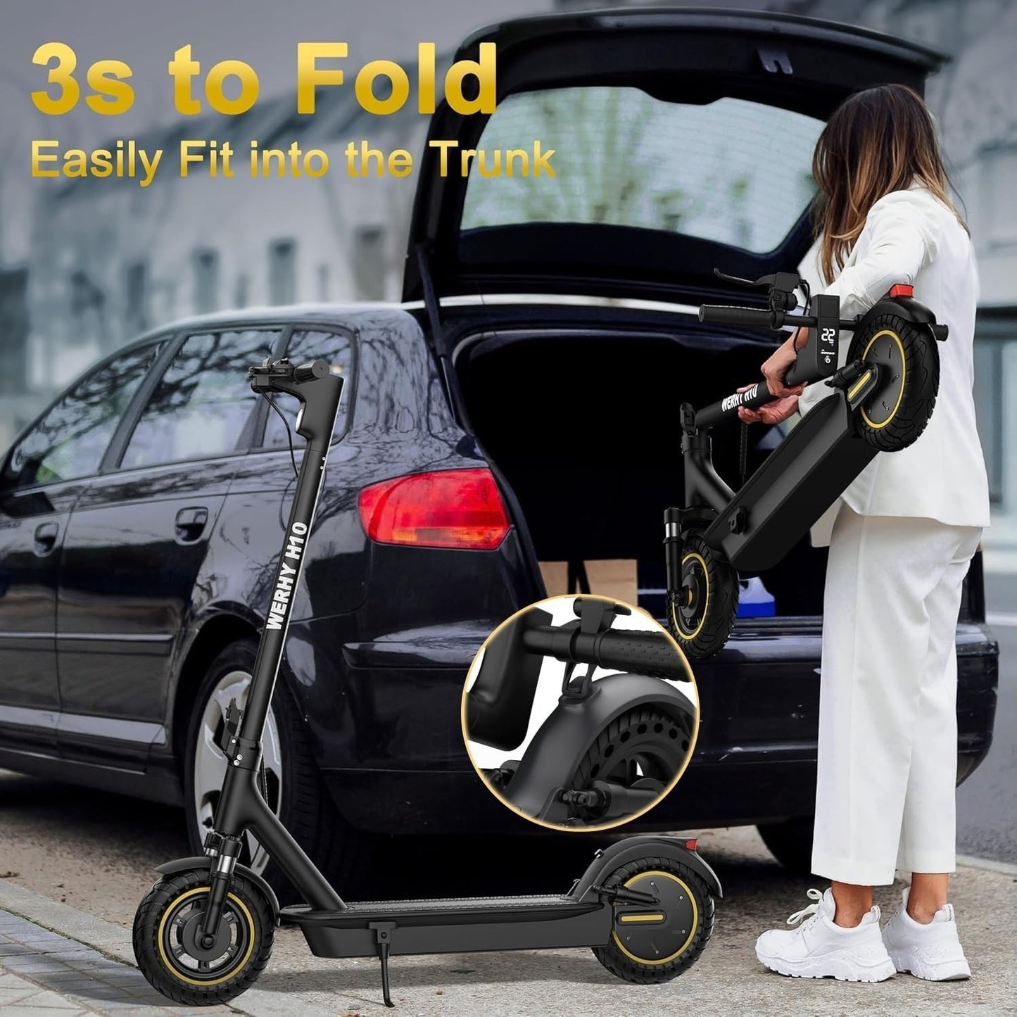 Powerful 500W Electric Scooter, 19MPH Speed, 16-27 Miles Range, Folding E-Scoote6