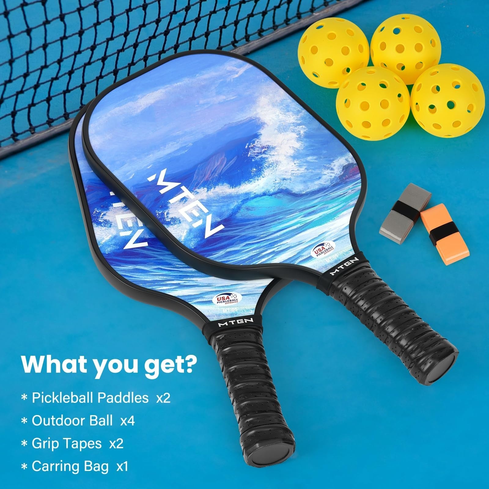 Pickleball Paddle Set of 2/4/1 - USAPA Approved Fiberglass Rackets, Lightweight5