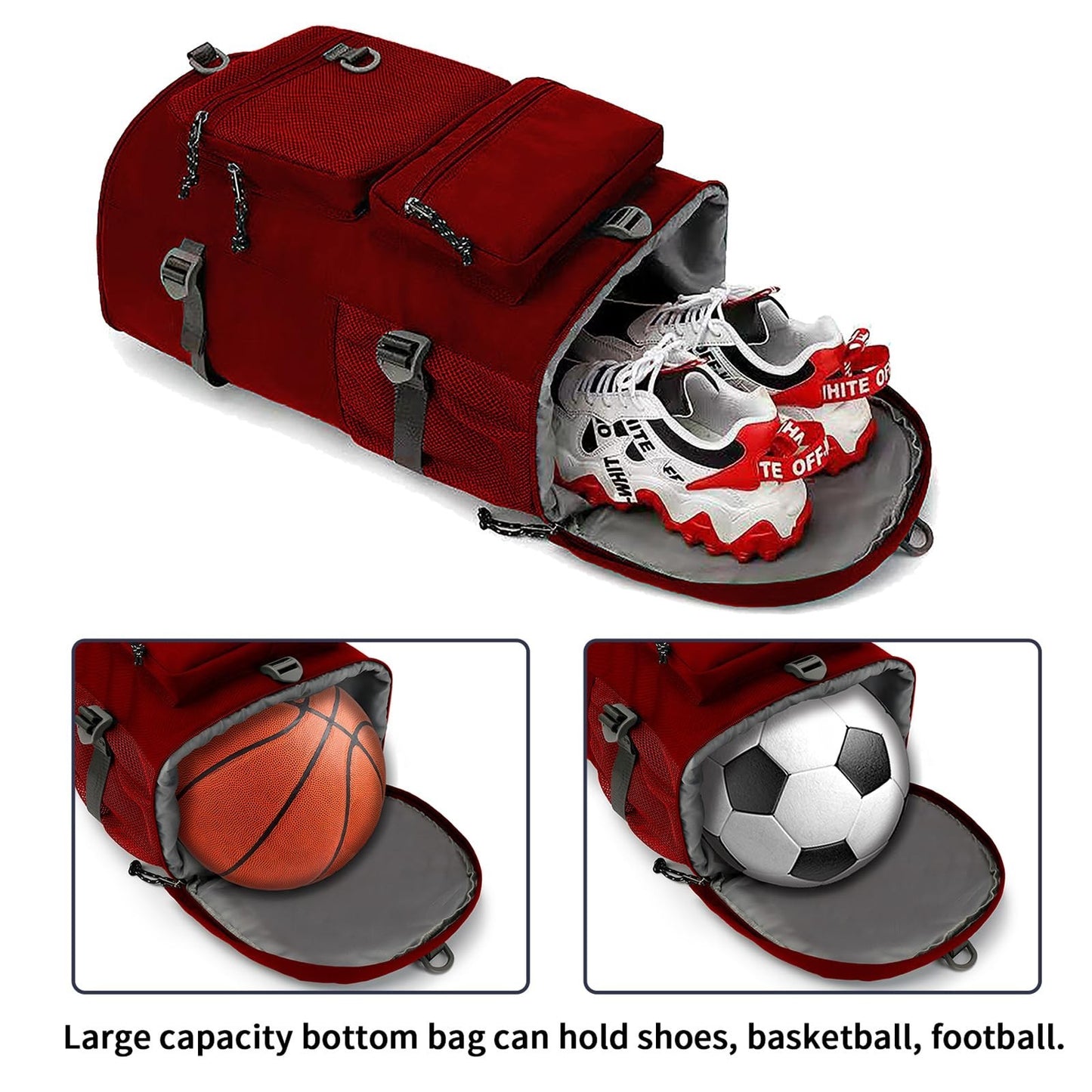 Waterproof Gym Duffel Backpack with Shoe Compartment, 4 Carry Methods, Sports &3