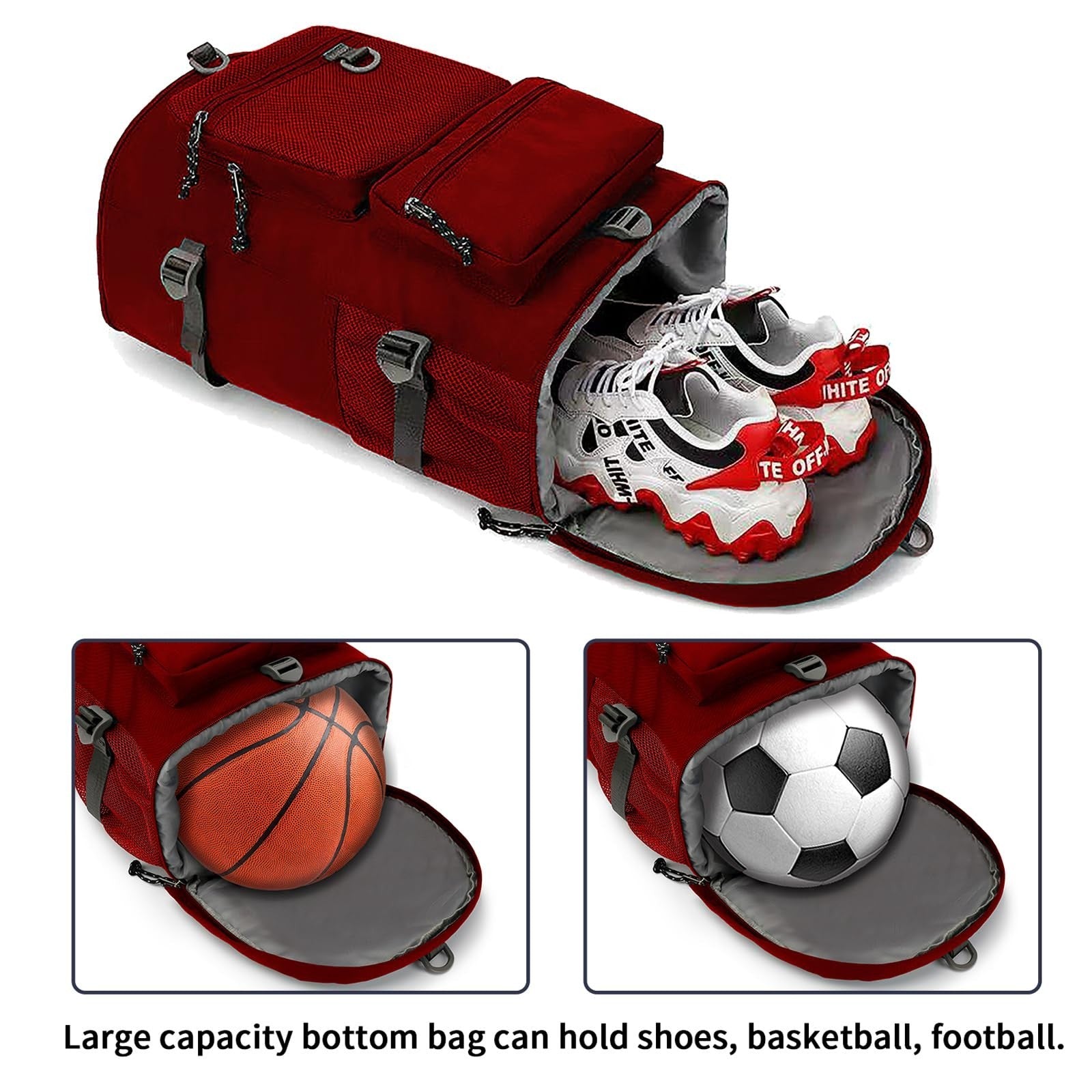 Waterproof Gym Duffel Backpack with Shoe Compartment, 4 Carry Methods, Sports &3