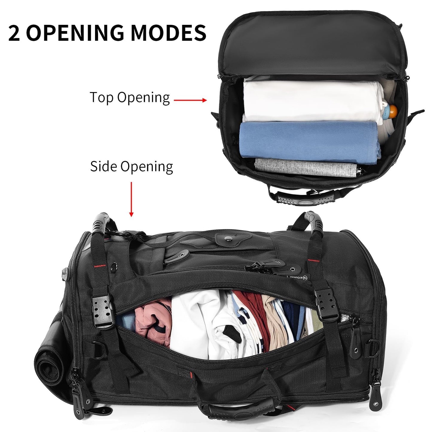 Large Capacity Travel Hiking Sports Backpack Duffle Bag 60L Convertible Laptop B3