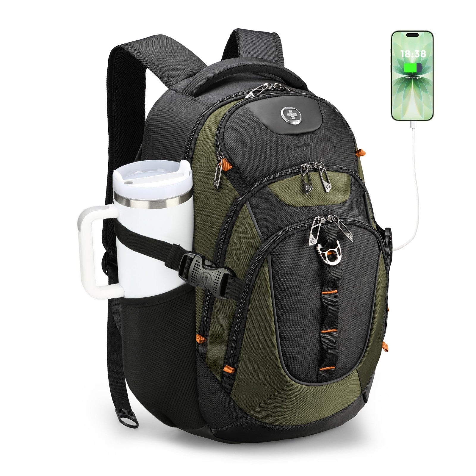 Stylish Laptop Backpack with USB Charging Port, 15.6" Travel Bag, 31L College Ru1