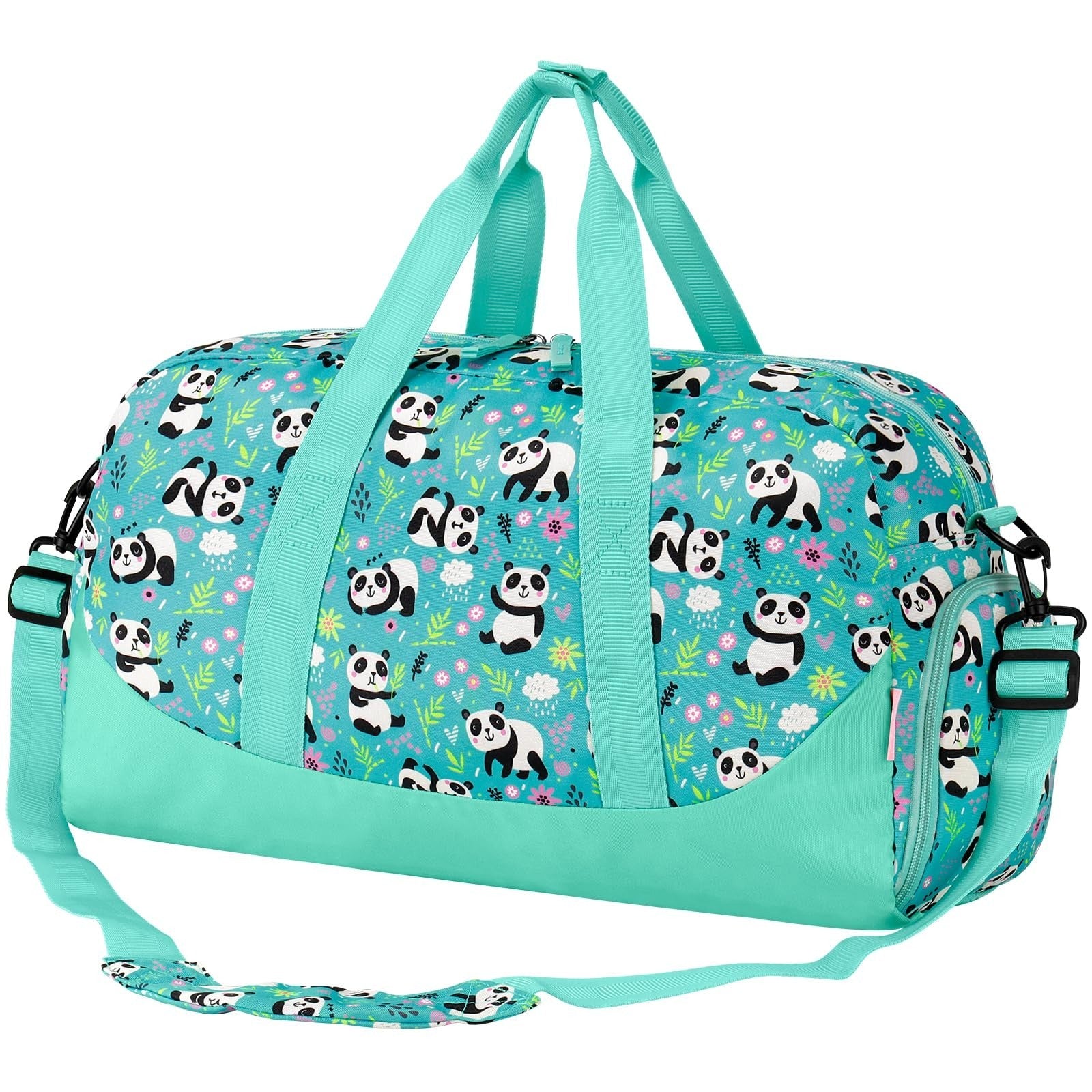 Girls Panda Duffle Bag - Large Overnight Travel Bag with Shoes Compartment, Gree1