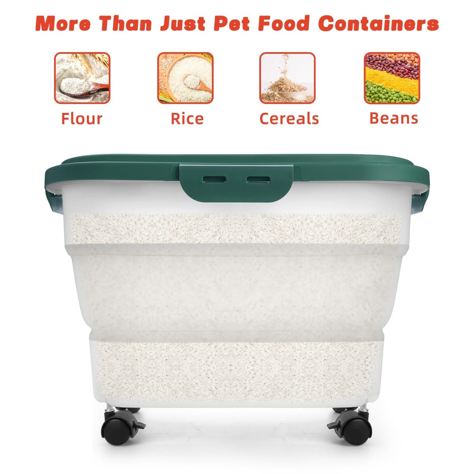 Airtight Pet Food Storage Container, Collapsible Dog Food Bin 17-20 lb with Whee5