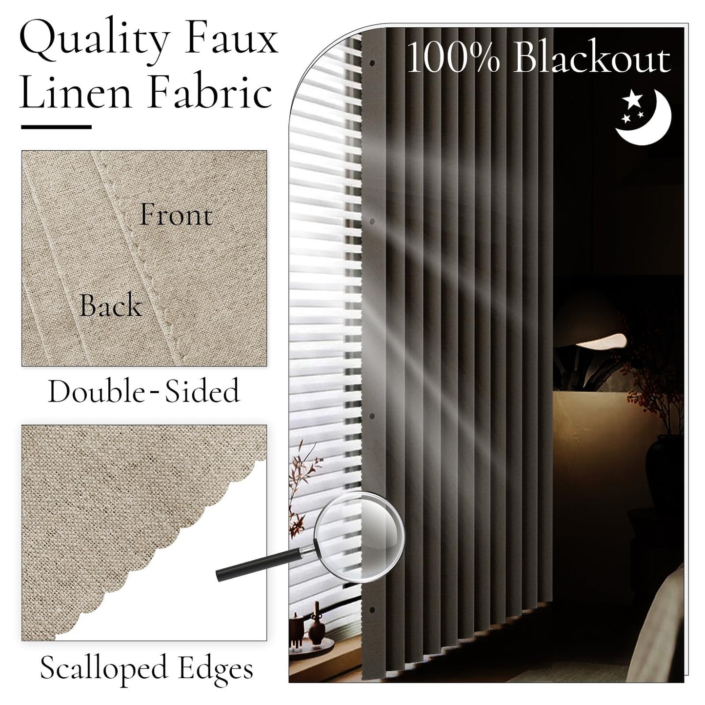 100% Blackout Magnetic Pinch Pleated Curtain   Accordion Door Cover, 60"x80", Ta3