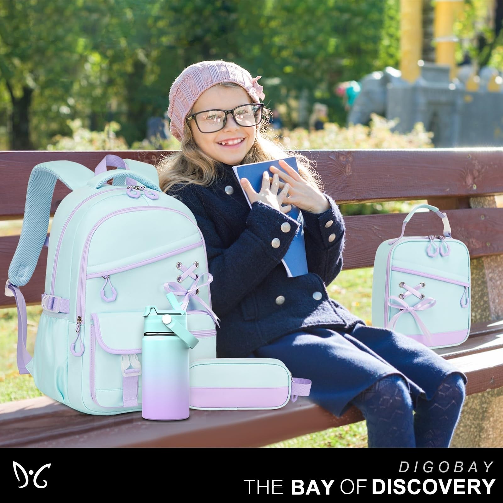 Girls School Backpack Set   6PCS with Insulated Water Bottle, Lunch Bag & Pencil8