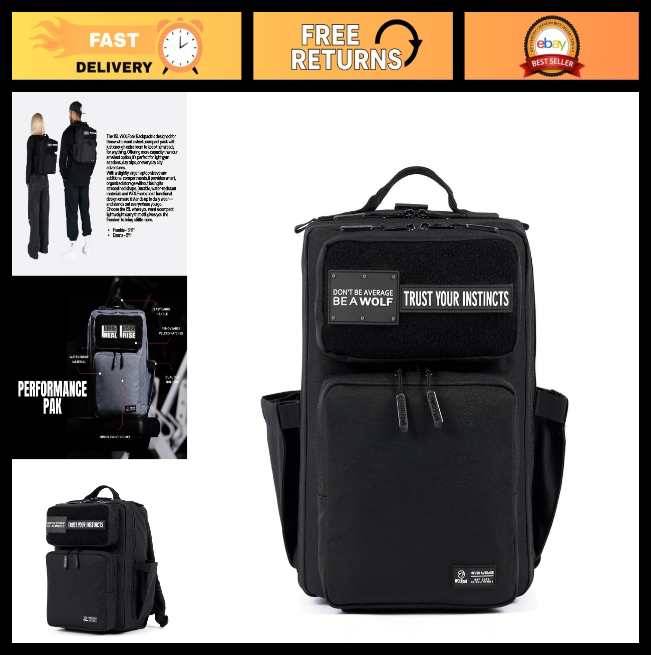 Slim Tactical Gym Backpack   Minimalist Daypack with Laptop Pocket & Cup Holders0