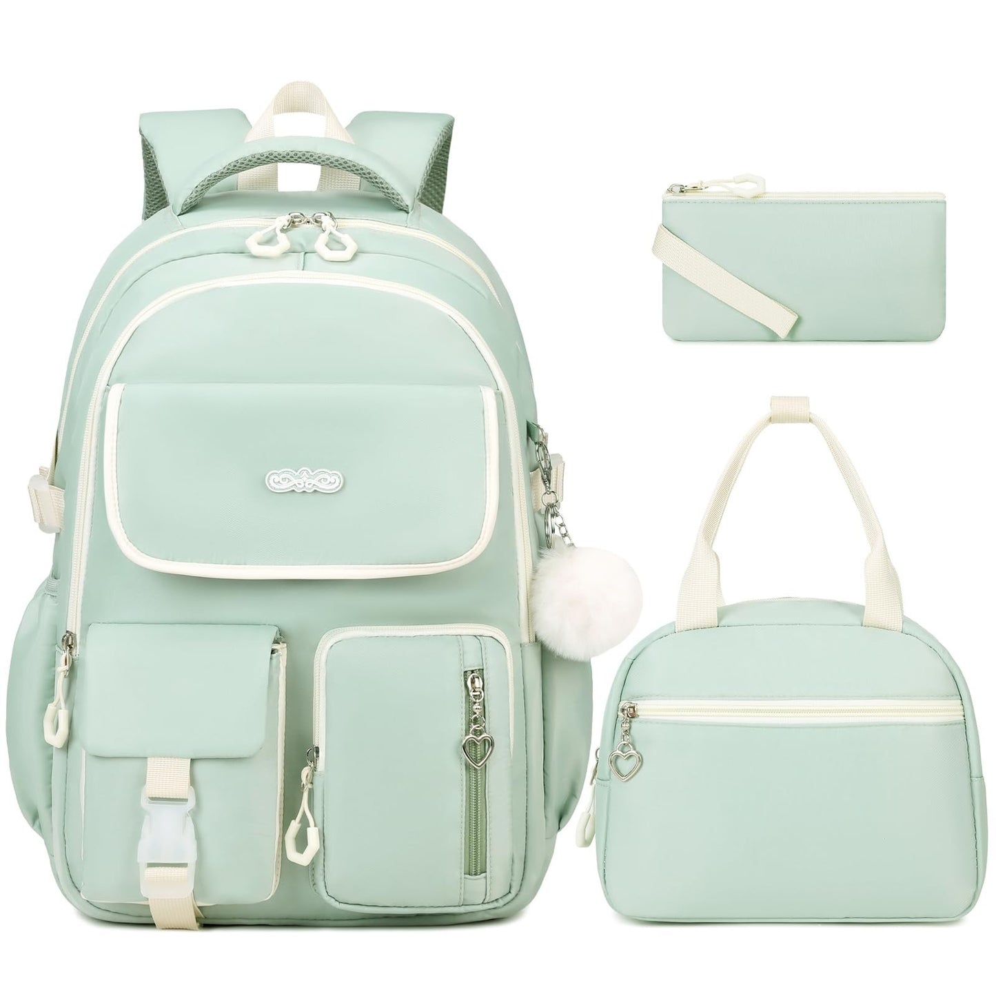 3PCS Girls School Backpack Set with Lunch Box & Pencil Pouch   Stylish & Durable1