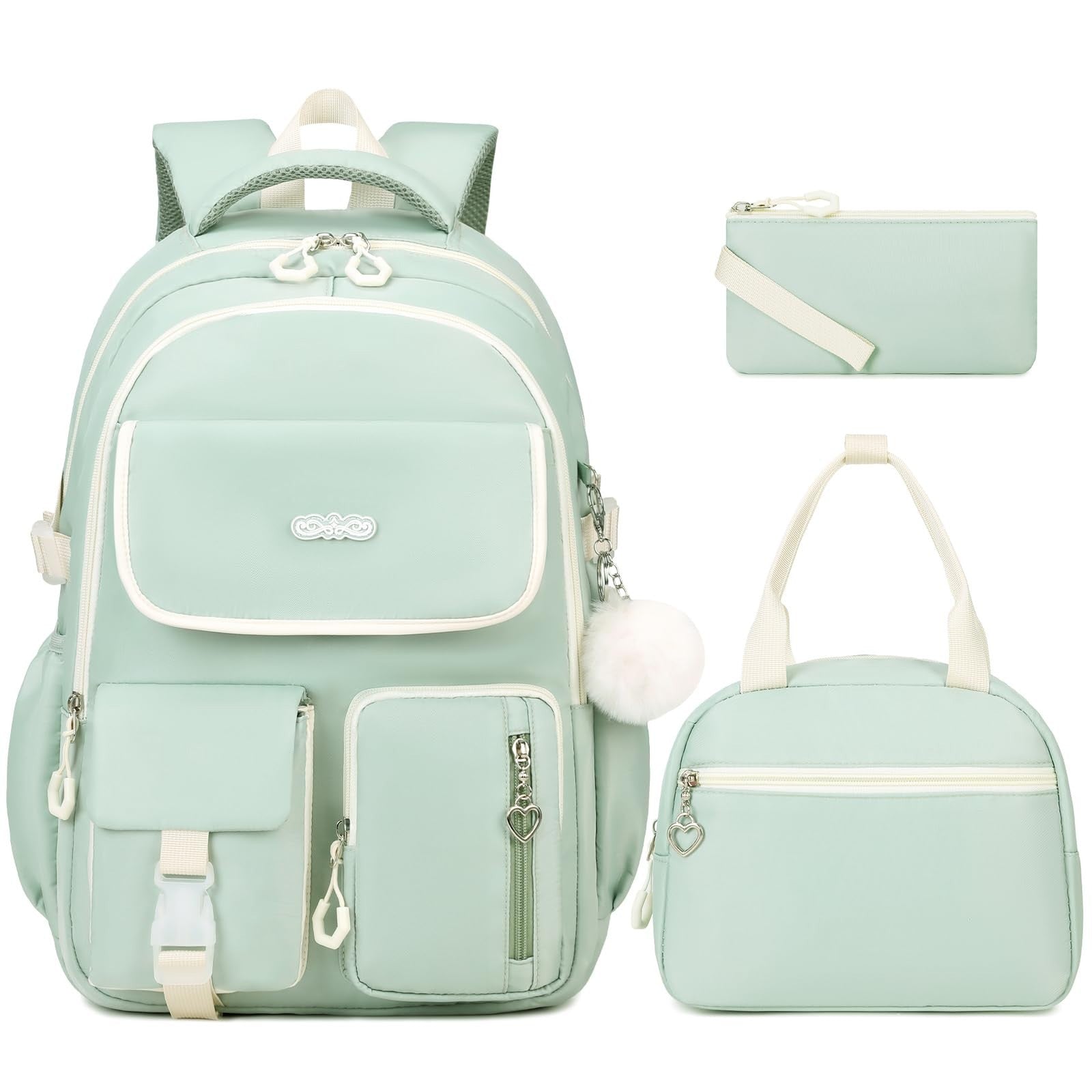 3PCS Girls School Backpack Set with Lunch Box & Pencil Pouch   Stylish & Durable1