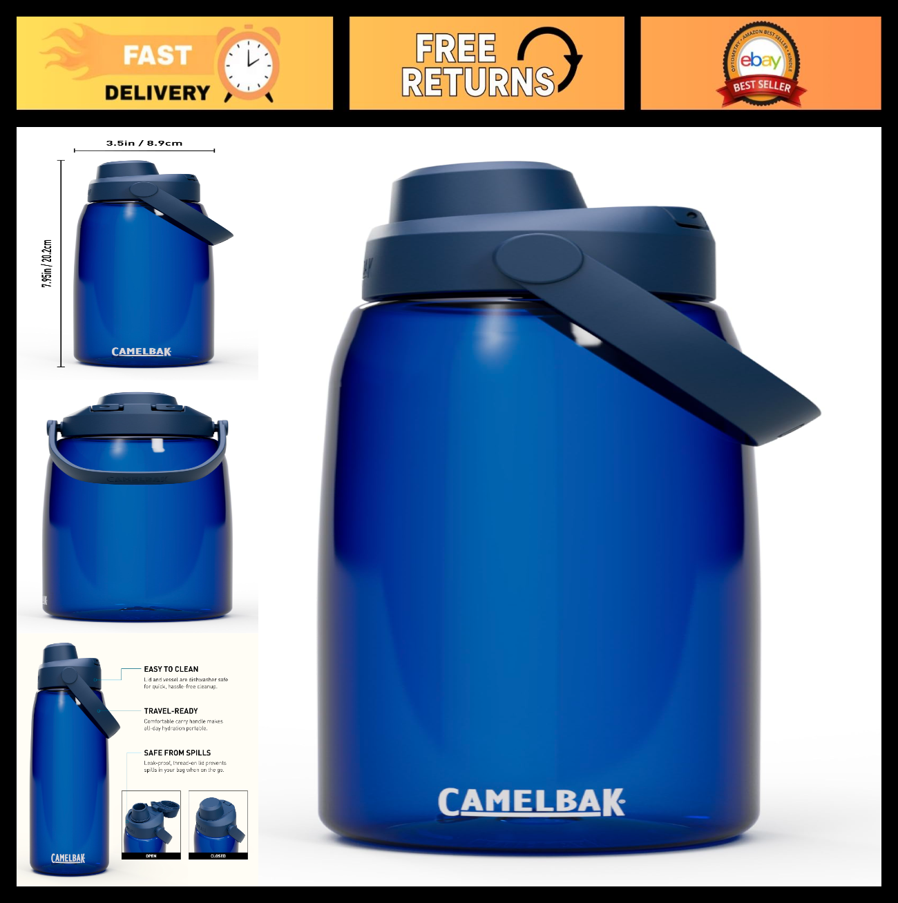 32oz High Flow Water Bottle - Quick Hydration for Active Lifestyle, Leak-Proof D0