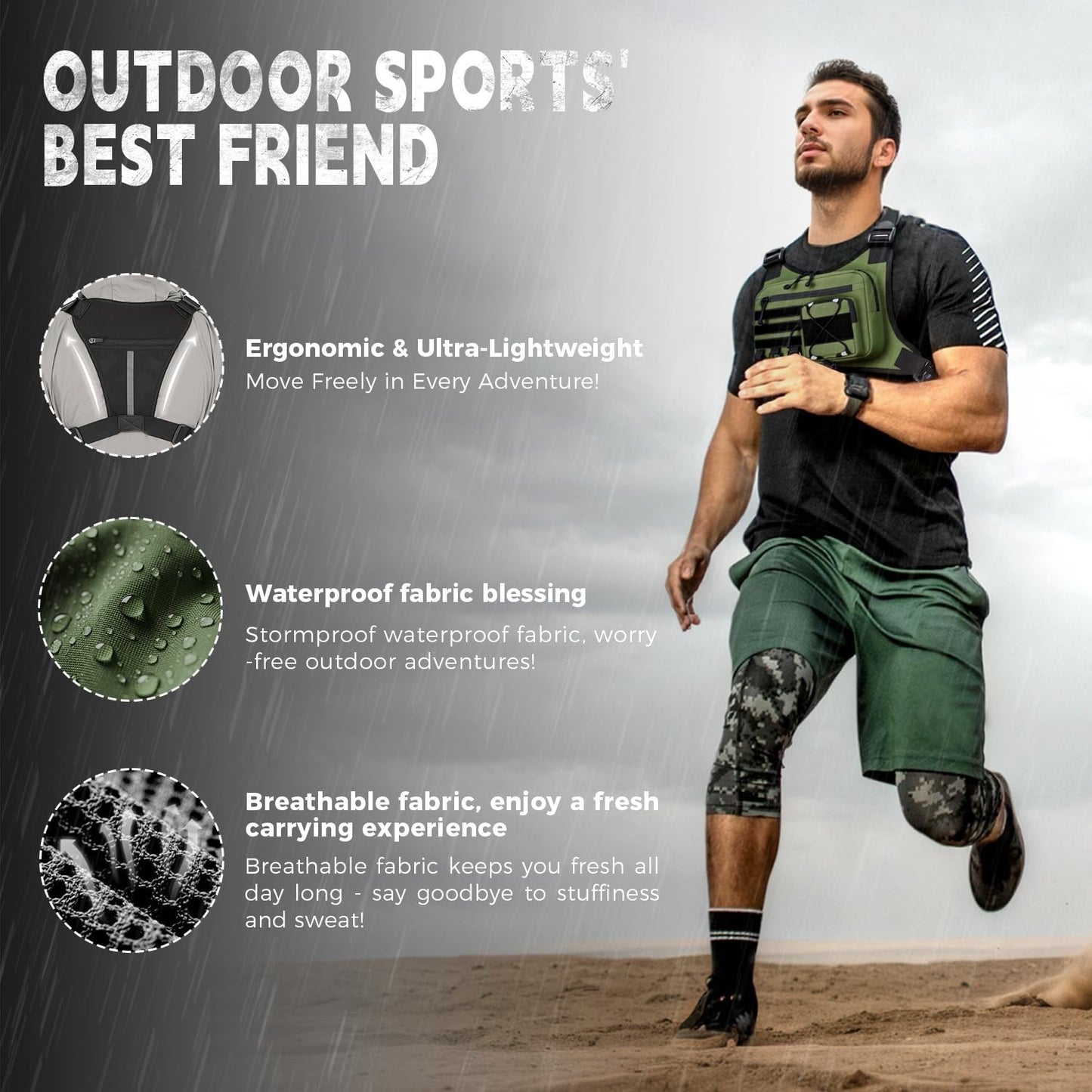 Men's Outdoor Chest Bag - Tactical Vest Holster for Pistols, EDC Pack for Hiking3