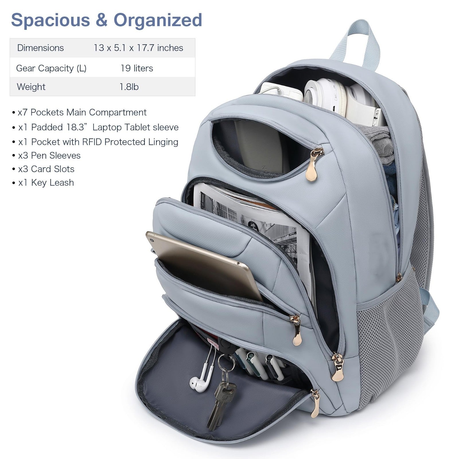 Waterproof 15.6" Laptop Backpack with USB Port, Anti Theft Travel Bag for Women2