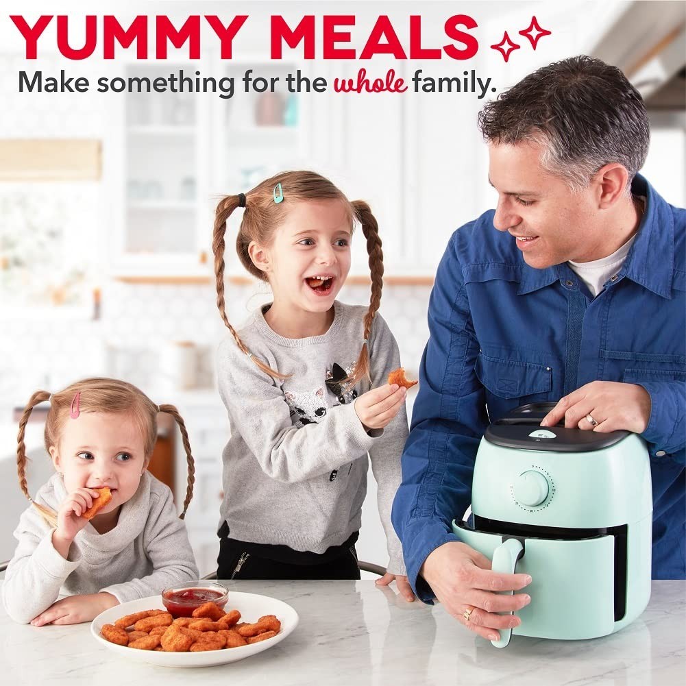 Compact Air Fryer with Adjustable Temperature Control - 2.6 Quarts - Nonstick Ba2