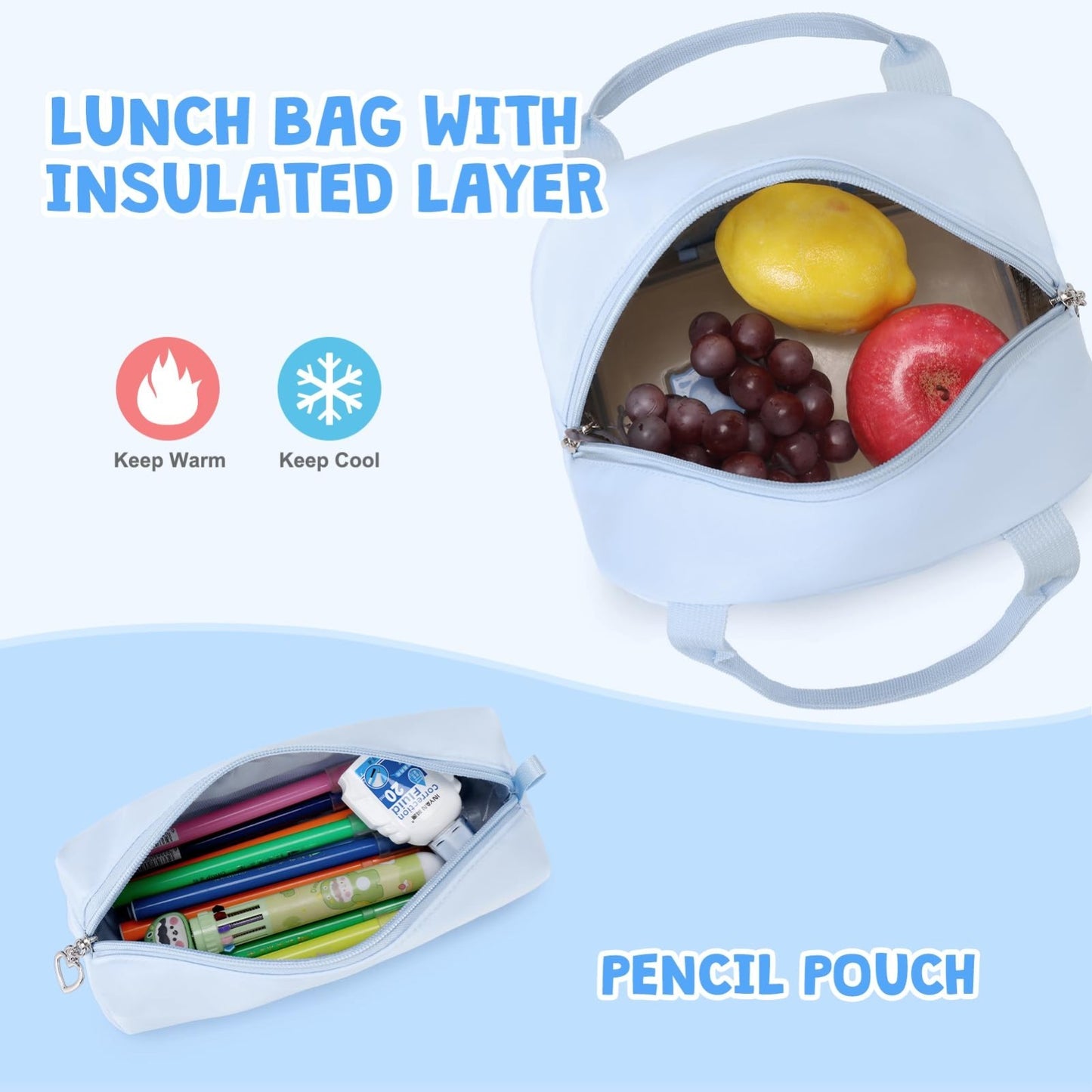 Stylish Girls Backpack with Lunch Bag & Pencil Pouch   Teen School Bookbag, Trav4